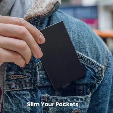Slim Pop Up Wallet Minimalist Credit Card Holder For Men Women RFID Blocking Mini Metal Case 6