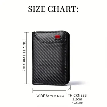 Ultra-Slim Carbon Fiber Wallet - Modern Minimalist Design with ID Window & Multiple Card Slots - Durable PU Material, Polyester 3