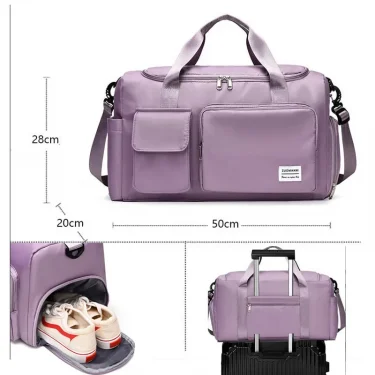 Travel Bag Duffle Handbag Women Shoulder Bag Large Capacity Shoe Compartment Waterproof Sports Fitness Bags Ladies Crossbody Bag 1