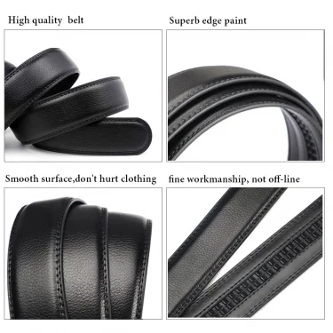 105 150 140 130 160 170cm Large Plus Size Men's Belt PU Brand Fashion Automatic Simple Buckle Black PU Leather Belt 3.5cm Width 2