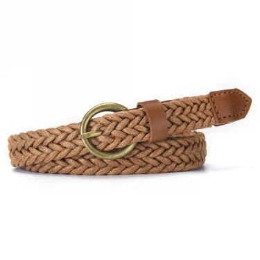 Wax rope woven thin belt women, non-perforated design belt, suit shirt accessories, dress fashion belt LR2133 4