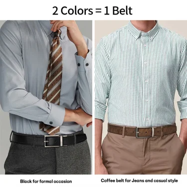 Maikun Reversible Leather Belts for Men Brown Leather Belts For Trousers Boss Belts Men's Designer Waist Belt Coffee 2