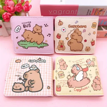 Foldable Capybara Wallet Short Money Bag Cute Coin Purse PU Leather Mini Purse Card Holder With Buttons Money Clip 2