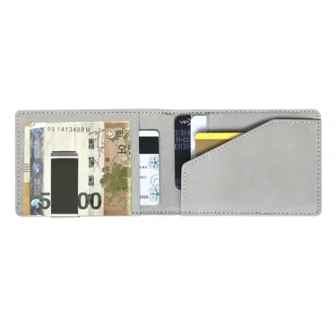 New Fashion Men's Leather Money Clips Wallet Multifunctional Thin Man Card Purses Women Metal Clamp for Money Cash Holder 3