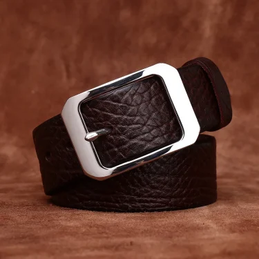 3.8cm Pure Cowskin Men Belt High Quality Genuine Leather Stainless Steel Buckle Strap Male Jeans Luxury Designer Belts for Man 6
