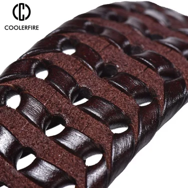 Men Genuine Leather Braided Belts Webbing High Quality Hand Vintage Belts for Men Gold Pin Buckle Casual for Jeans Strap HQ212 4