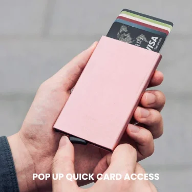 Slim Pop Up Wallet Minimalist Credit Card Holder For Men Women RFID Blocking Mini Metal Case 5