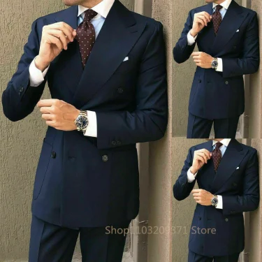 Formal Suit Set Fashion Buttons Pockets Blazer Men Business Suit Set Formal Turndown Collar Suit for Dating Groom Formal Tuxedos 5