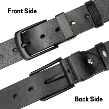 Maikun Men's Vintage Casual Belt Black Pin Buckle Student Versatile Leather Wide Belt 2