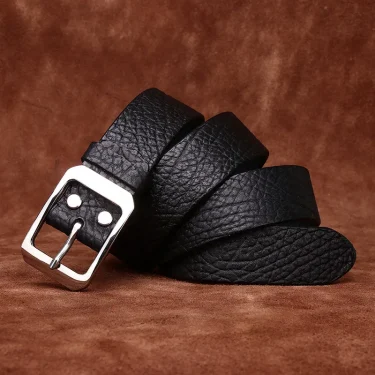 3.8cm Pure Cowskin Men Belt High Quality Genuine Leather Stainless Steel Buckle Strap Male Jeans Luxury Designer Belts for Man 3