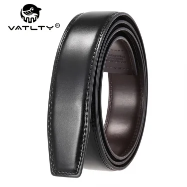 VATLTY 2021 No Buckle Leather Belt for Men 3.5cm Natural Cowhide Trouser Belt Non-porous Black Belt Girdles Male Gifts 1