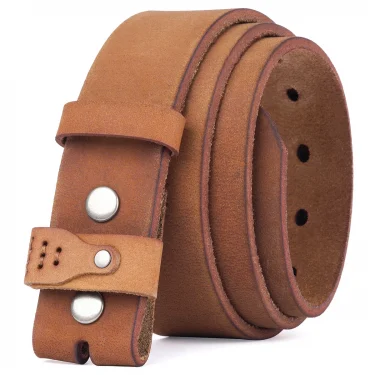 BISON DENIM 3.8cm Width Top Layer Cowhide Belt Without Buckle Comfortable Durable High-quality No Buckle Belt For Men Daily Use 6