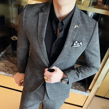 hemp Suit (Blazer+ Pants) Men's Boutique Fashion, Business Gentleman, Slim Fit, Outdoor Wedding, Handsome Trend, Banquet Suit 5