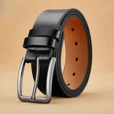 An Elegant Men's Casual Business Style Belt，Equipped with Square Alloy Buckle，Durable Anti-Stretch Imitation Leather，Suitable fo 3