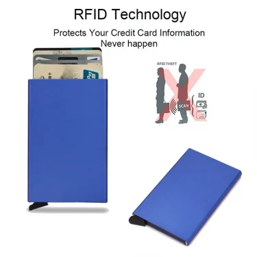 Rfid Smart Wallet Card Holder Metal Thin Slim Men Women Wallets Pop Up Minimalist Wallet Small Black Purse Vallet Walets for Men 4