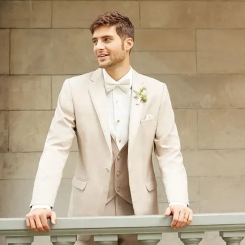 Best Selling High Quality Romantic Styles Beige Coat Of Wedding/Party Business/Formal/Smoking Suits Cheap Groom Tuxedos 1