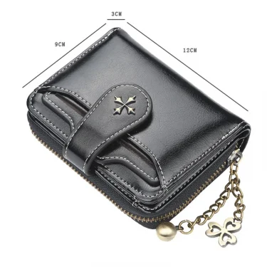 New Women Wallets and Purses PU Leather Money Bag Female Short Hasp Purse Small Coin Card Holders Clutch Women Zipper Purse 3