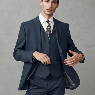 9% Wool Luxury Blue Formal Suits Set For Men Casual Wedding Groom Wear Blazer Vest Pant Sets Spring Autumn 4 Seasons Clothing 58 2