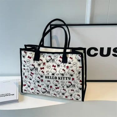 Sanrio Hello Kitty Fashion Backpack Trendy Cartoon Design Large Capacity Women's Travel Canvas Bags Duffle Bag Shoulder Bag 3