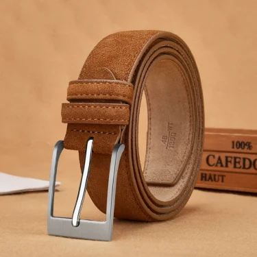 Sude Belt Cow Genuine Leather For Man And Lady With Oxford Fabric Strap Genuine Leather Luxury Pin Buckle Blue Belts 1