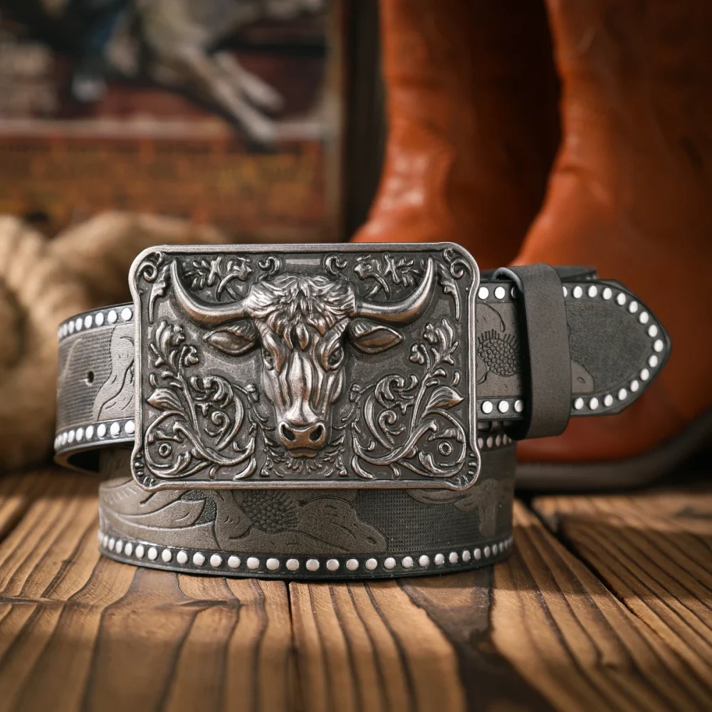A casual and retro belt, a waist accessory for Western-style clothing, metal buckle, PU belt, suitable for both men and women 4