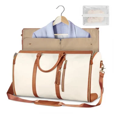 1pc Foldable Women's Travel Convenient Carry-on Clothing Bag Large PU Leather Duffel Bag Women's Business Travel Bag 2
