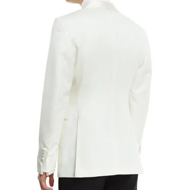 Slim Fit Casual Men's 2 Pieces Suit White One Button shawl Lapel Blazer Black Pants Business Suit Formal Groom Tuxedos 2
