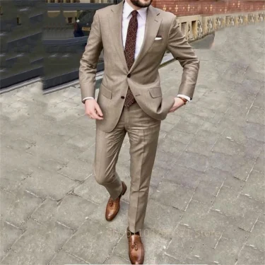 Formal Suit Set Fashion Buttons Pockets Blazer Men Business Suit Set Formal Turndown Collar Suit for Dating Groom Formal Tuxedos 6