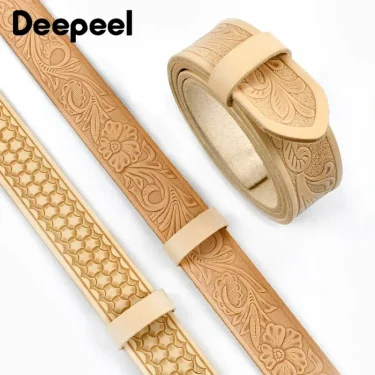 1Pc 3.8cm Wide Embossed Mens Belt Body Luxury Brands Genuine Leather Belts Man First Layer Cowhide Waistband DIY Handmade Crafts 6