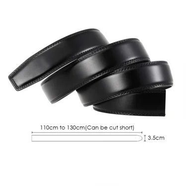 VATLTY 2021 No Buckle Leather Belt for Men 3.5cm Natural Cowhide Trouser Belt Non-porous Black Belt Girdles Male Gifts 4