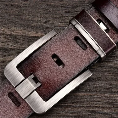 New Leather Cowhide Men's Belt Fashion Metal Alloy Pin Buckle Adult Luxury Brand Jeans Business Casual Waist Male Strap Brand 1