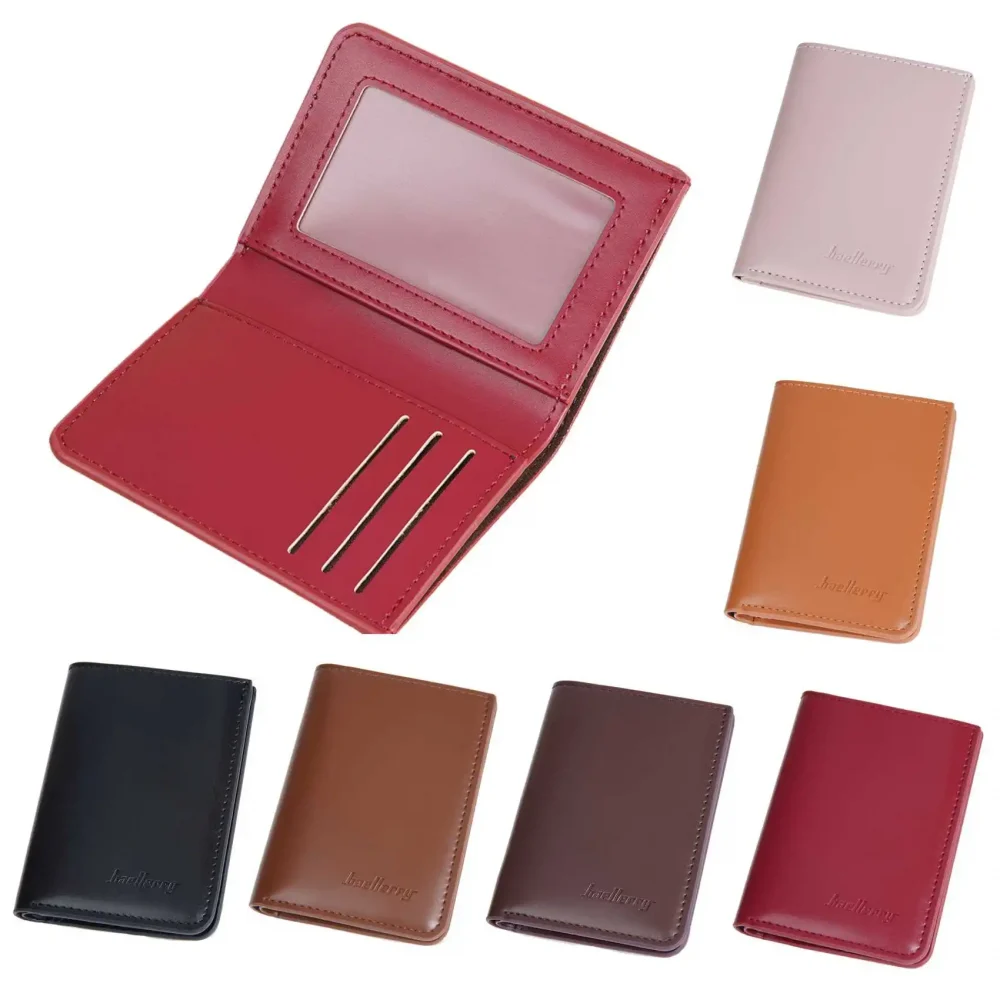 New Men's and Women's Unisex Short Wallet Simple and Thin PU Leather Clip Multi-slot Card Holder 1