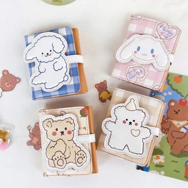 Cartoon Pu Purse Wallet Lovely Little Bear Coin Wallet Simple And Portable Three Fold Student Mini Card Bag Birthday Gift 2