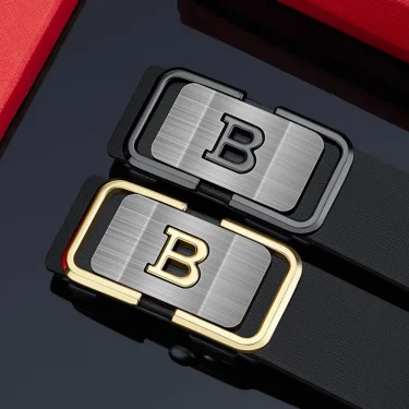 New Fashion Men's Belt Toothless Automatic Buckle Belt Alloy Letter Button for Business Fashion High Quality Men's Strap 2
