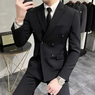 Groom Full Suit for Men Dress Formal Blazer Wedding Slim Fit 2 Piece Outfit Set Man Classic Elegant Clothes Casual Spring Autumn 3