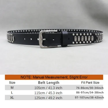 Metal Rivet Belt Luxury Designers Men Rivet Punk Belt Cow Genuine Leather Cintos Masculinos Male Women Rock Hip Hop Strap Waist 4