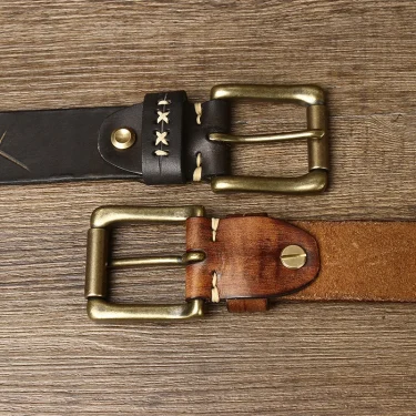 3.8CM Men High Quality Genuine Leather Belt Luxury Designer Brass Pin Buckle Belts Pure Cowskin Vintage Strap Male Jeans for Man 6