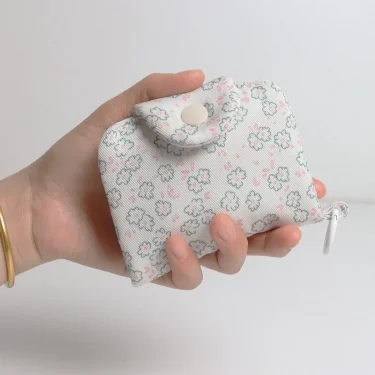 1 Pc Cute Student Coin Purse Card Simplicity Floral Korean Fashion Wallet Card Holder for Girls Portable Cute Small Storage Bag 4