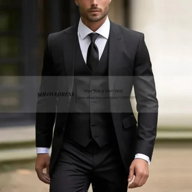 New Formal Occasion Men Suit Business Tuxedos Groom Groomsman Wedding Party Prom Male 3 Piece Set Blazer Vest Pants 1