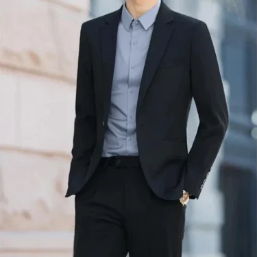 Slim Fit Solid Color 2 Piece Outfit Set Man High Quality 2024 Full Suit for Men Fashion Casual Pants Ceremony Clothes Blazer 6