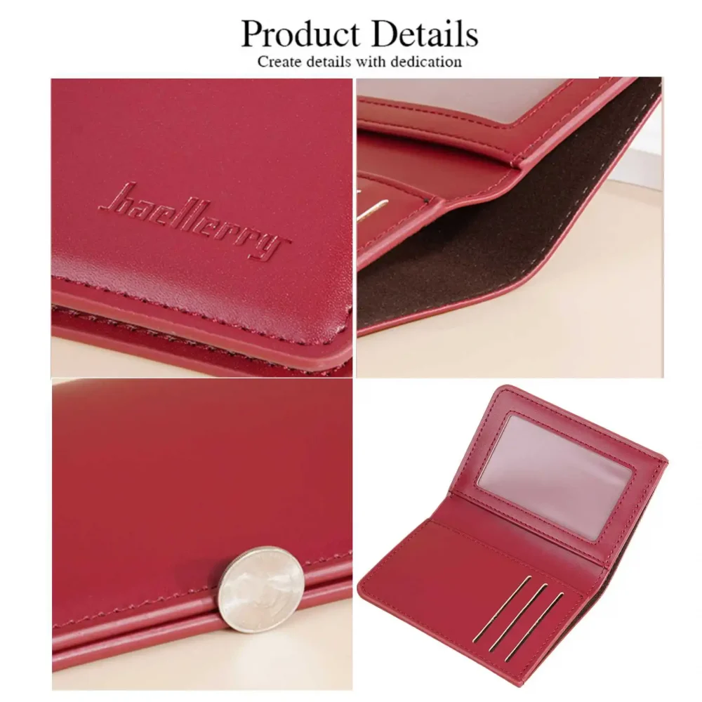 New Men's and Women's Unisex Short Wallet Simple and Thin PU Leather Clip Multi-slot Card Holder 3