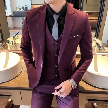Suit (Blazer+ Vest + Pants) Men's Fashion Business Gentleman Professional Formal Dress Korean Version Banquet Dress Suit M-6XL 5