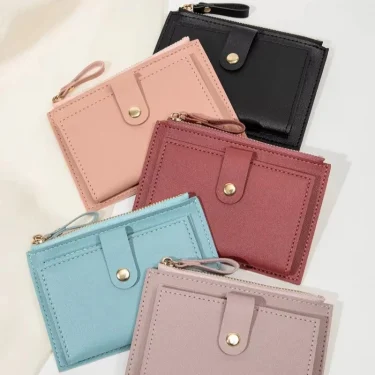 Minimalist and Fashionable Women's Short Card Bag, Ultra-thin Mini PU Leather Zero Wallet, Women's Credit Card Holder Wallet 3
