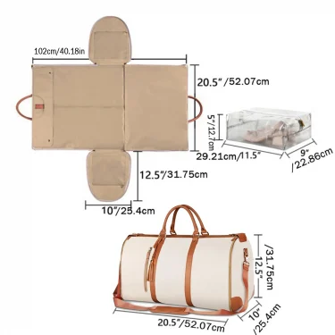 1pc Foldable Women's Travel Convenient Carry-on Clothing Bag Large PU Leather Duffel Bag Women's Business Travel Bag 3