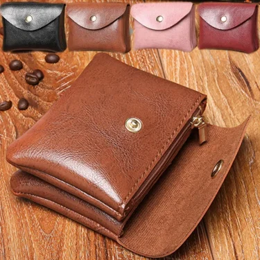 Double Layer Credit ID Card Holder Slim Leather Wallet with Coin Pocket Man Money Bag Case for Men Mini Women Business Purse 1