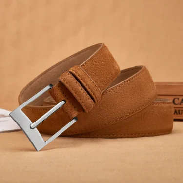 Sude Belts Cow Leather for Man And Lady Plaid Jeans Pin Buckle Luxury High Quality Classic Genuine Leather Sude Belts Cow Leathe 2