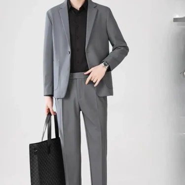 Full Suit for Men Dress Business Korean 2 Piece Outfit Set Man Formal Pants Ceremony Elegant Spring Autumn Blazer New In Casual 6