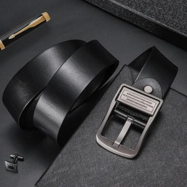 New Leather Cowhide Men's Belt Fashion Metal Alloy Pin Buckle Adult Luxury Brand Jeans Business Casual Waist Male Strap Brand 6