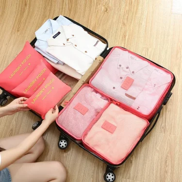 6pcs Set Travel Storage Bags Suitcase Packing Set Storage Cases Portable Luggage Organizer Clothes Shoe Foldable Organizer 2