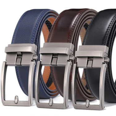 Unisex Click Belts for Men Luxury Brand Designer Fashion Automatic Buckle Genuine Leather Men's Belt Male Jeans Waist Strap Blue 2